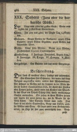 XXX. Sahara (Zara oder die barbarische Wüste.)
