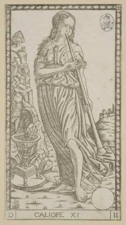 Caliope (Kalliope), Blatt Nr. 11 aus der S-Serie der sogenannten Tarock-Karten des Mantegna