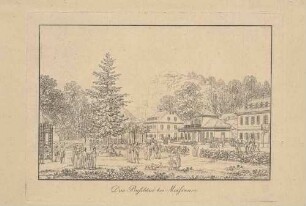 Die Kaltwasser-Heilanstalt Buschbad (Meißen-Buschbad) unterhalb des Götterfelsens im Triebischtal südwestlich von Meißen
