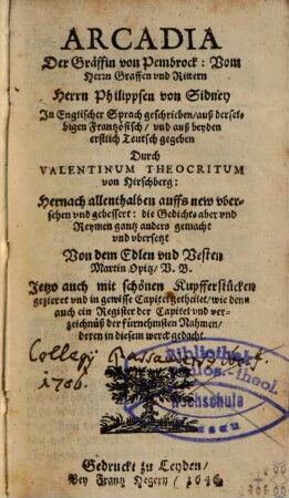 Arcadia der Gräffin von Pembrock, 1