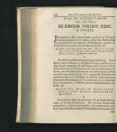Disp. XVI. De Iureiur. Volunt. Iudic. & Necess.