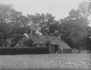 Bauernhaus : Niedersächsisches Bauernhaus. Ansicht über ein Feld.