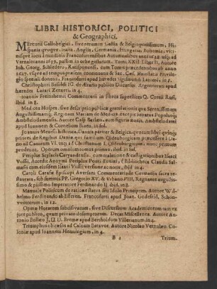 Libri Politici, Historici & Geographici.