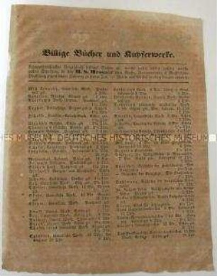 Billige Bücher und Kupferwerke. Werbeblatt