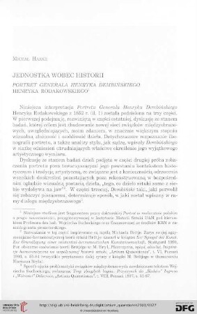 12: Jednostka wobec historii : "Portret Generała Henryka Dembińskiego" Henryka Rodakowskiego