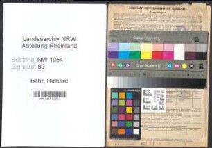 Entnazifizierung Richard Bahr , geb. 06.05.1890 (Steuersekretaer)