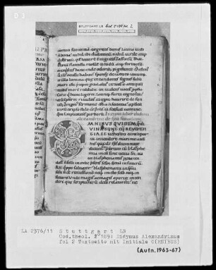 Didymus Alexandrinus, De spiritu sancto und Paschasius Radbertus, De corpore et sanguine Christo — Initiale O(MNIBUS), Folio 2recto