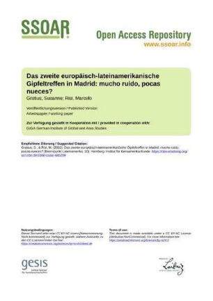 Das zweite europäisch-lateinamerikanische Gipfeltreffen in Madrid: mucho ruido, pocas nueces?