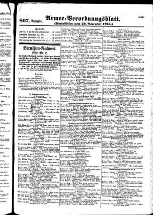 807. Ausgabe. Freitag, 26. November 1915