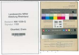 Entnazifizierung Erwin Gloerfeld , geb. 06.04.1897 (Lehrer)
