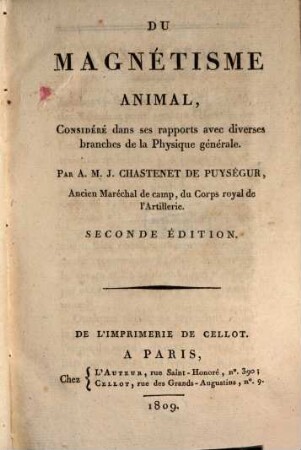 Du Magnetisme animal