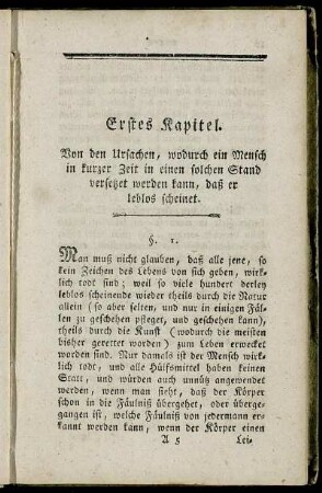 Erstes Kapitel. - Zweytes Kapitel.