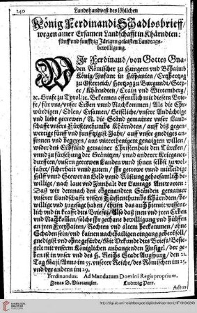 König Ferdinandi Schadlosbrieff