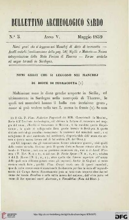 5: Nomi greci che si leggono nei manubrj di diote di terracotta