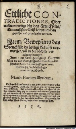 Etliche Contradictiones ... des Stenckfeldts daraus sein Geist leichtlich kan geprüfet werden
