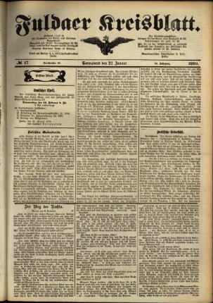 Erste Ausgabe vom Samstag, den 22. Januar 1910.