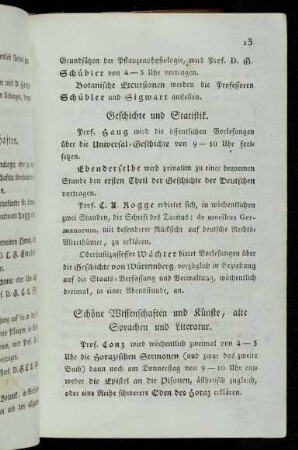 13-15, Schöne Wissenschaften und Künste, alte Sprachen und Literatur