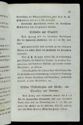 13-15, Schöne Wissenschaften und Künste, alte Sprachen und Literatur