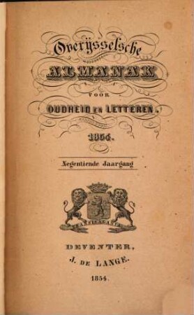Overijsselsche almanak voor oudheid en letteren. 19, 19. 1854