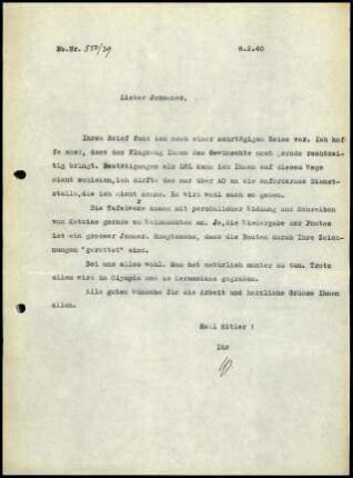 W. Wrede an H. Johannes