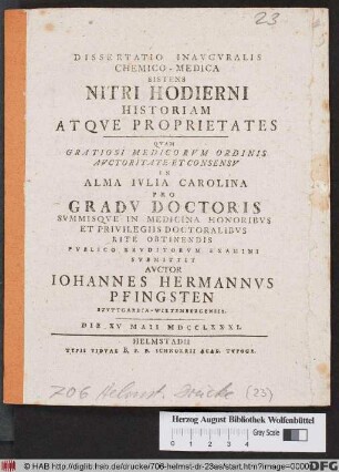 Dissertatio Inavgvralis Medica De Typho