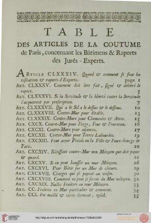Table des articles de la coutume de Paris [...]