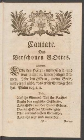 Cantate. Das Verschonen Gottes.