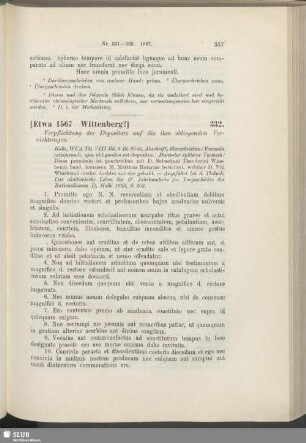 332. [Etwa 1567. Wittenberg?]