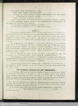 VII. Institute, Laboratorien und Sammlungen
