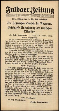 Ausgabe vom Mittwoch, den 22. März 1916.