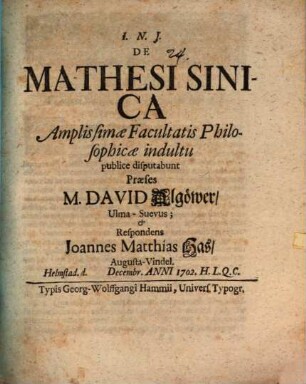 De Mathesi Sinica