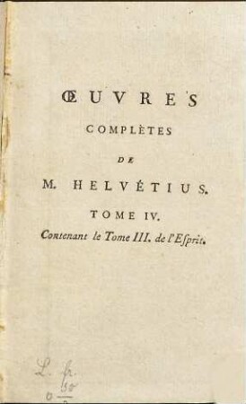 De L'Esprit, Tome III.