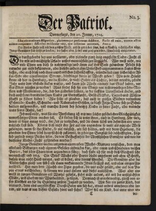 No. 3. Donnerstags, den 20. Jenner , 1724
