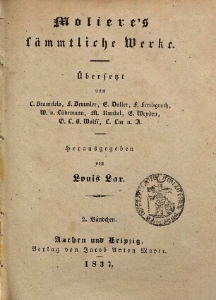 Molière's sämmtliche Werke, 2