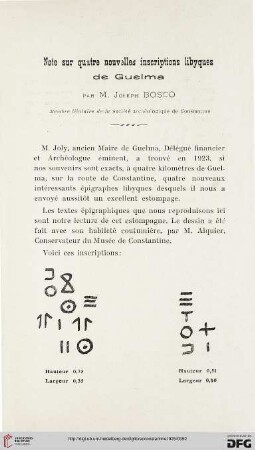 Sér. 5: Note sur quatre nouvelles inscriptions libyques de Guelma