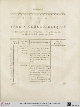 Essai de tables chronologiques