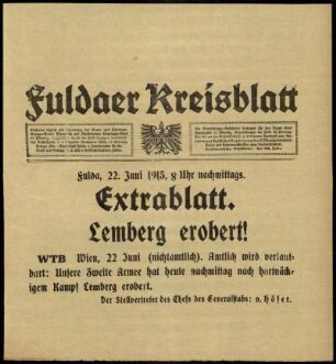 Zweite Ausgabe vom Dienstag, den 22. Juni 1915.