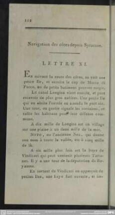 Navigation des côtes depuis Syracuse. Lettre XI.