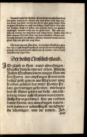 Der heilig Christlich glaub.