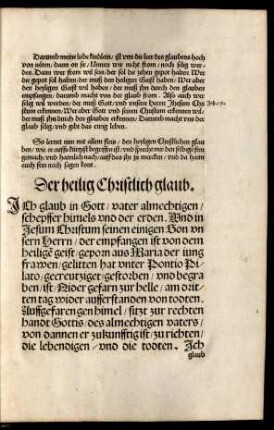 Der heilig Christlich glaub.
