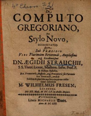 De computo Gregoriano seu stylo novo ...