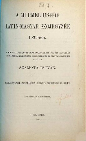 Értekezések a nyelv- és széptudományok köréből. 16. 1897 (1896), Nr. 7