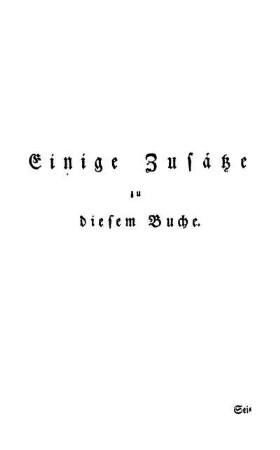 Einige Zusätze zu diesem Buche
