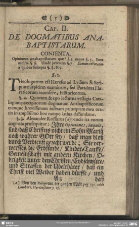 Cap. II. De Dogmatibus Anabaptistarum