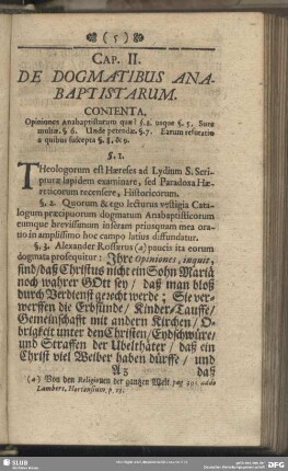 Cap. II. De Dogmatibus Anabaptistarum