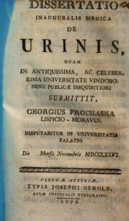 Dissertatio inauguralis medica de urinis