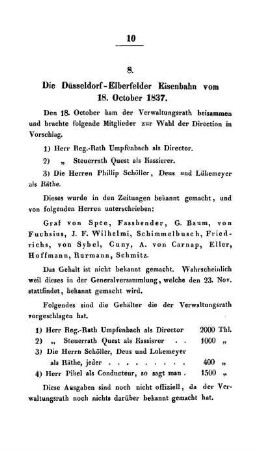 8. Die Düsseldorf-Elberfelder Eisenbahn vom 18. October 1837