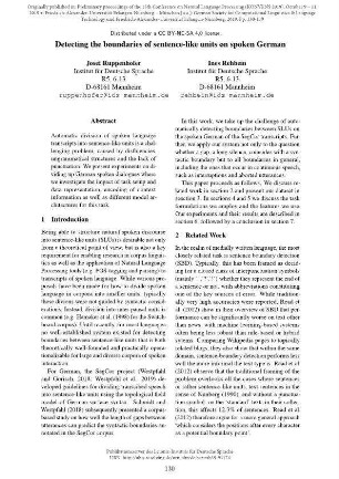 Detecting the boundaries of sentence-like units on spoken German