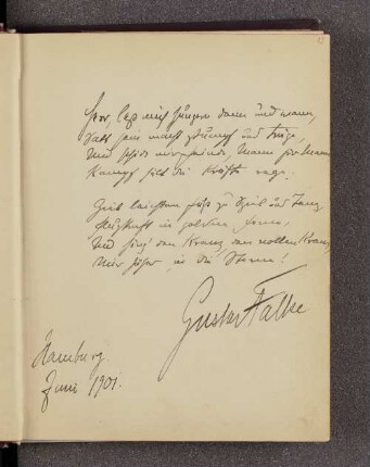 Gustav Falke. – Hamburg, ??.06.1901