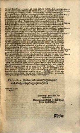 Ad Num. XXIX. Additamentum 3tium. Der Kayserlich-Freyen Reichs-Stadt Speyer fernerweite neue Beschwehrden